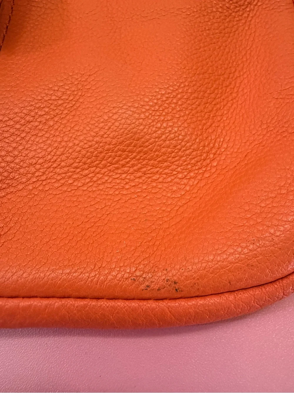 Fossil Orange Leather Zip Crossbody